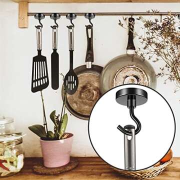 FINDMAG 10 Pack Black Magnetic Hooks Heavy Duty, 80LBS Neodymium Magnet Hook for Hanging, Magnet with Hooks Strong Magnetic Hooks for Home, Kitchen, Workplace, School