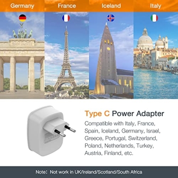 TESSAN European Travel Plug Adapter with Dual USB Ports