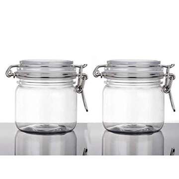 Clear Round Plastic 10 Oz Jars - Set of 2 for Storage