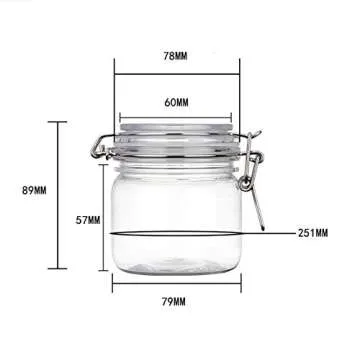 Clear Round Plastic 10 Oz Jars - Set of 2 for Storage