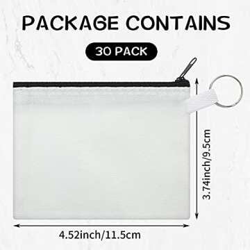 Frienda 30 Pieces Sublimation Coin Purse Canvas Makeup Bag Blank Cosmetic DIY Craft Pouch with Zippe...