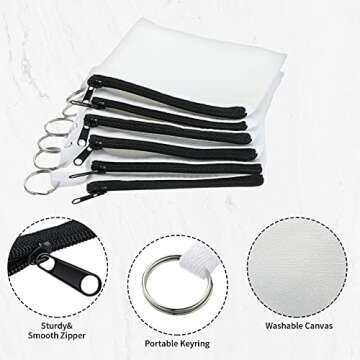 Frienda 30 Pieces Sublimation Coin Purse Canvas Makeup Bag Blank Cosmetic DIY Craft Pouch with Zipper Pencil Pouch Travel Toiletry Organizer Bag(Black)