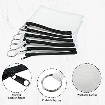 Frienda 30 Pieces Sublimation Coin Purse Canvas Makeup Bag Blank Cosmetic DIY Craft Pouch with Zipper Pencil Pouch Travel Toiletry Organizer Bag(Black)