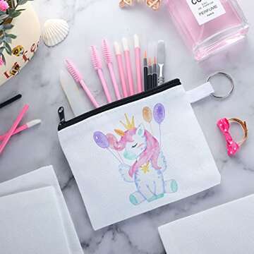 Frienda 30 Pieces Sublimation Coin Purse Canvas Makeup Bag Blank Cosmetic DIY Craft Pouch with Zipper Pencil Pouch Travel Toiletry Organizer Bag(Black)