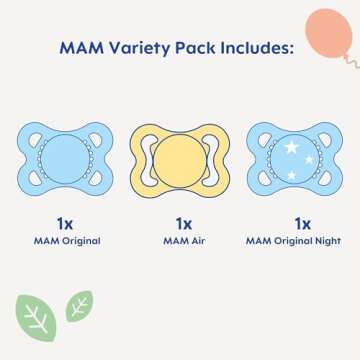 MAM Variety Pack Baby Pacifier, Includes 3 Types of Pacifiers, Nipple Shape Helps Promote Healthy Or...