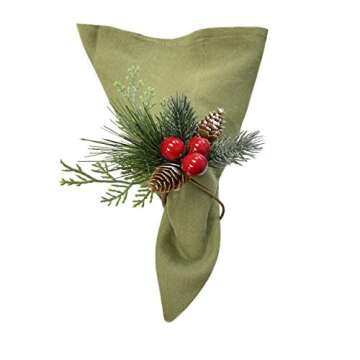Angel Isabella Christmas Collection Napkin Rings - Cloth Napkin Holder For Table Setting, Evergreen ...