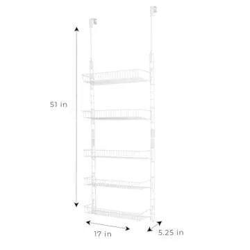 Smart Design Over the Door Adjustable Organizer with 5 Shelves
