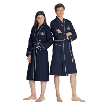AW BRIDAL Mr and Mrs Waffle Knit Robes, Matching Robes for Couples Set Mens & Womens Robe, Plus Size...