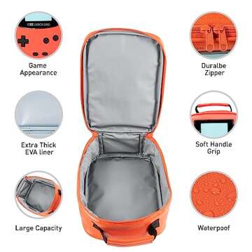 Tongtai Kids Lunch Box,Boy Insulated Lunch Boxes Game Leather Lunch Bag for School,Thermal Meal Cooler Lunch Bags for Boys Girls Kids Toddler Teen