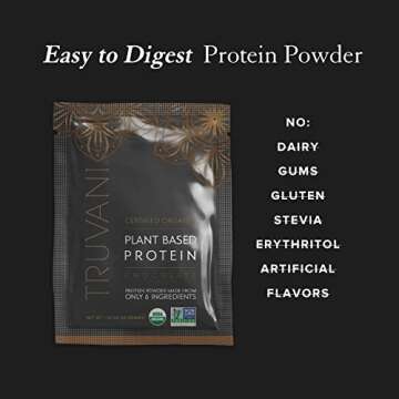 Truvani Vegan Pea Protein Powder | Chocolate | 20g Organic Plant Based Protein | 1 Serving | Keto | Gluten & Dairy Free | Low Carb | No Added Sugar