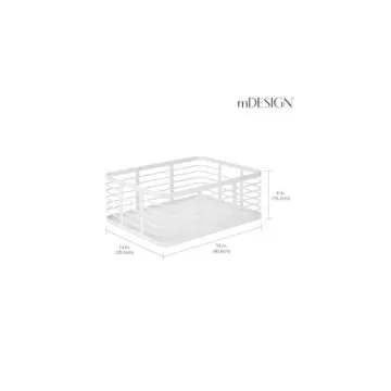 mDesign Large Steel Metal Wire Kitchen Food Storage Organizer Bin Basket for Pantry Organization - Wired Farmhouse Basket with Handle for Shelves - Carson Collection - 3 Pack, White