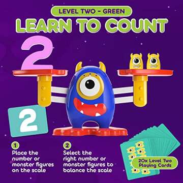 CoolToys Monster Balance Numbers Counting and Math Learning Game, Cool STEM Educational Homeschool Preschool Activity for Toddlers & Kids Age 4-8, Fun Pre Kindergarten Math Toy & Science Teaching Tool