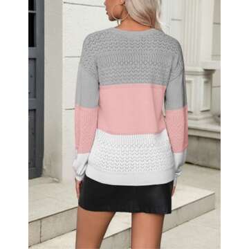 Zeagoo Womens 2025 Fall Sweaters Casual Long Sleeve Ribbed Knit Pullover V Neck Lightweight Crochet Pullover Sweater Top