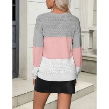 Zeagoo Womens 2025 Fall Sweaters Casual Long Sleeve Ribbed Knit Pullover V Neck Lightweight Crochet Pullover Sweater Top