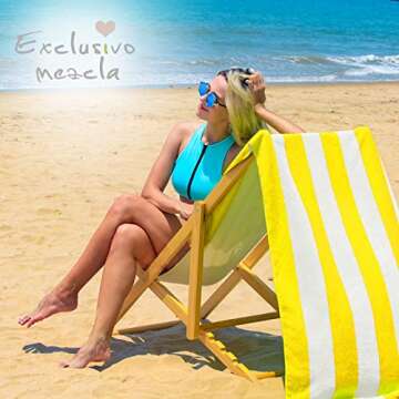 Exclusivo Mezcla Cotton Oversized 35x70 Cabana Stripe Beach Towel
