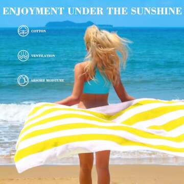 Oversized Cabana Stripe Beach Towel - Soft Cotton