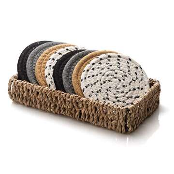 Boho Drink Coasters Set with Eco-Friendly Holder | 8 Pcs