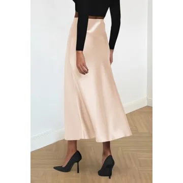 Elegant PRETTYGARDEN Summer Satin Midi Skirt