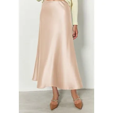 Elegant PRETTYGARDEN Summer Satin Midi Skirt