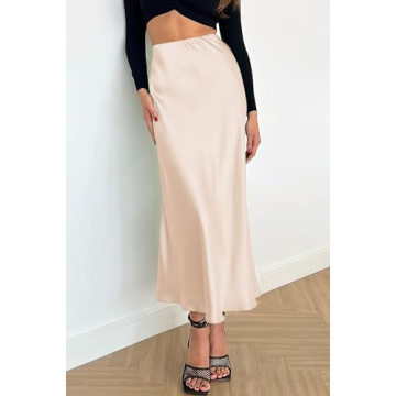 Elegant PRETTYGARDEN Summer Satin Midi Skirt