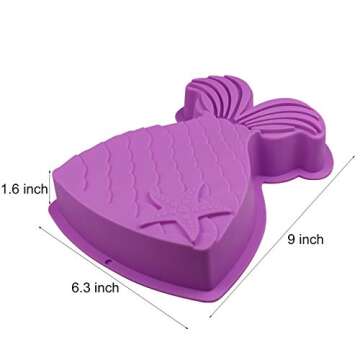 Palksky Mermaid Tail Silicone Cake Pan/jumbo Mermaid Tail mold/Large Mermaid Bread Baking Tray Cheesecake Muffin Cake Mold for baby shower Birthdays Parties Random Color
