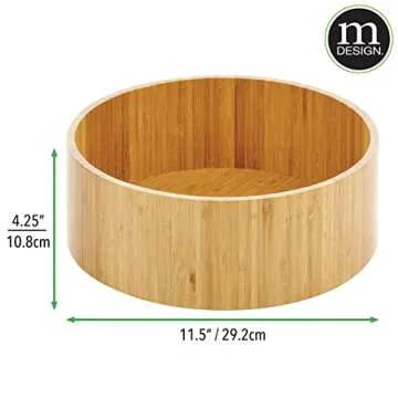 mDesign Lazy Susan Turntable Bamboo Spinner for Kitchen Cabinet, Pantry, Fridge, Cupboards, or Counter, Fully Rotating Organizer for Food, Spices, or Condiments, 11.5" Round, Echo Collection, Natural