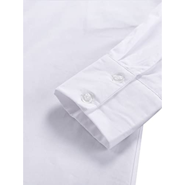 LYANER Women's Casual Shirt Dress Collar V Neck Button Down Loose Long Sleeve Mini Dresses White Small