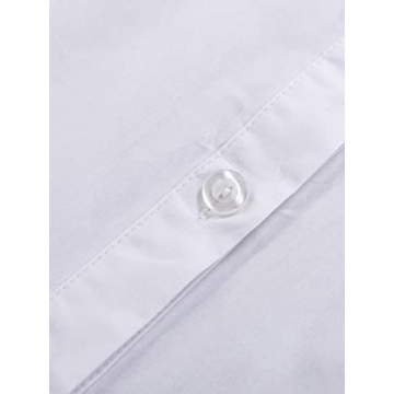 LYANER Women's Casual Shirt Dress Collar V Neck Button Down Loose Long Sleeve Mini Dresses White Small