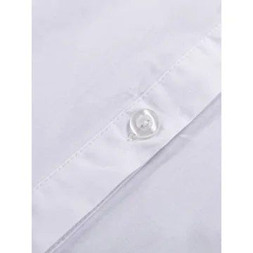 LYANER Women's Casual Shirt Dress Collar V Neck Button Down Loose Long Sleeve Mini Dresses White Small