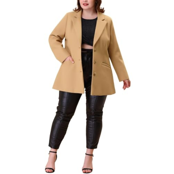 Agnes Orinda Plus Size Elegant Winter Coat 4X Khaki