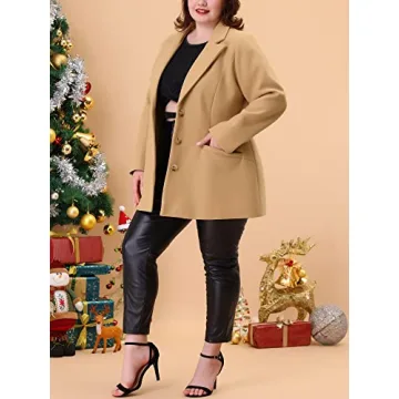 Agnes Orinda Plus Size Elegant Winter Coat 4X Khaki