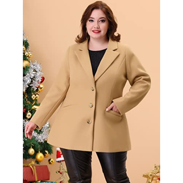 Agnes Orinda Plus Size Elegant Winter Coat 4X Khaki