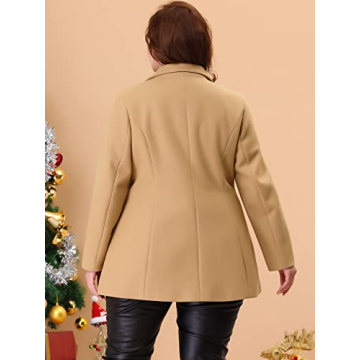Agnes Orinda Plus Size Elegant Winter Coat 4X Khaki