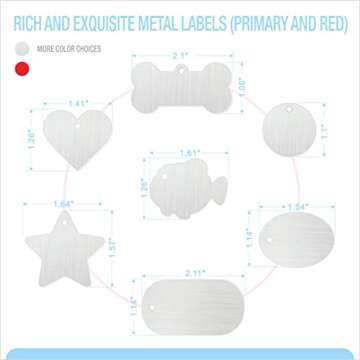 Engraving Tip for Cricut Joy, with 2 Color & 7 Lovely Blank Tags, Shape of Dog Bone, Heart, Circle, Star, Fish, Oval, Rectangle