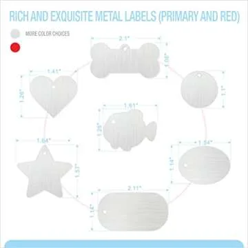 Engraving Tip for Cricut Joy, with 2 Color & 7 Lovely Blank Tags, Shape of Dog Bone, Heart, Circle, Star, Fish, Oval, Rectangle