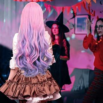 Vibrant LACGO 32" Curly Multi-Colored Wig for Cosplay