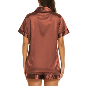 Ekouaer Silk Pajamas Set for Women Short Sleeve Lounge Wear