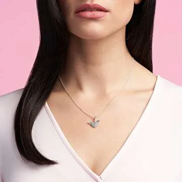 PANDORA Pave Heart & Angel Wings Necklace in Silver
