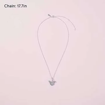 PANDORA Pave Heart & Angel Wings Necklace in Silver