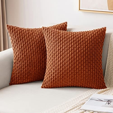 MIULEE Throw Pillow Covers Soft Corduroy Decorative Set of 2 Boho Striped Pillow Covers Pillowcases ...