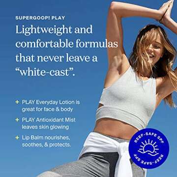 Supergoop! Ready. Set. Play! Face & Body Sunscreen Kit - Limited Edition, Travel-Ready SPF Favorites - PLAY Everyday Lotion, PLAY Antioxidant Mist, PLAY Acai Lip Balm, Superscreen Daily Moisturizer