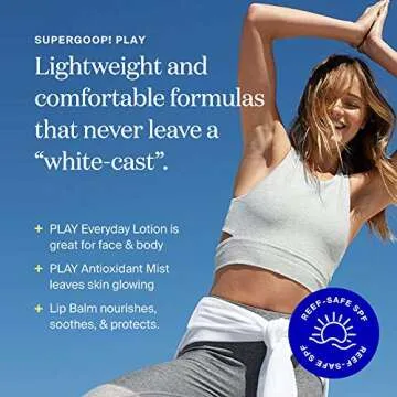 Supergoop! Ready. Set. Play! Face & Body Sunscreen Kit - Limited Edition, Travel-Ready SPF Favorites - PLAY Everyday Lotion, PLAY Antioxidant Mist, PLAY Acai Lip Balm, Superscreen Daily Moisturizer
