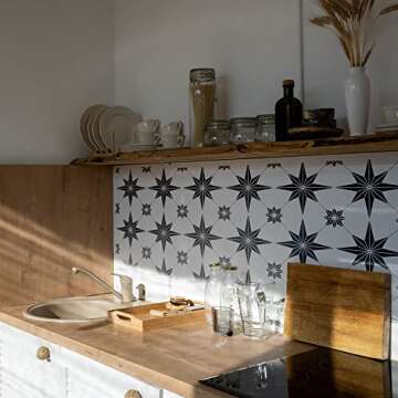 HELLATHUND 4Pcs Reusable Tile Stencils 12x12, Concrete Stencils for Patio, Large Stencils for Painting Floors, Wall Stencils for Painting, Stars and Jewel Stencil Pattern