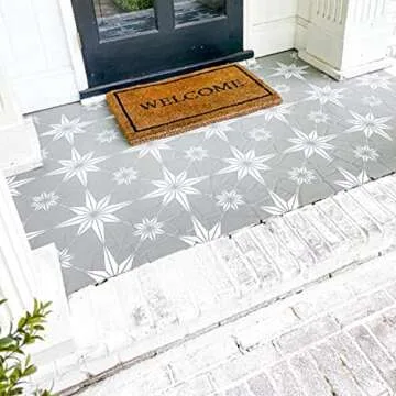HELLATHUND 4Pcs Reusable Tile Stencils 12x12, Concrete Stencils for Patio, Large Stencils for Painting Floors, Wall Stencils for Painting, Stars and Jewel Stencil Pattern