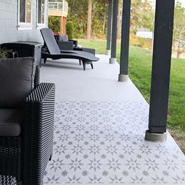 HELLATHUND 4Pcs Reusable Tile Stencils 12x12, Concrete Stencils for Patio, Large Stencils for Painting Floors, Wall Stencils for Painting, Stars and Jewel Stencil Pattern