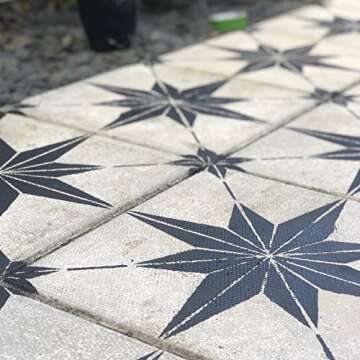 HELLATHUND 4Pcs Reusable Tile Stencils 12x12, Concrete Stencils for Patio, Large Stencils for Painting Floors, Wall Stencils for Painting, Stars and Jewel Stencil Pattern