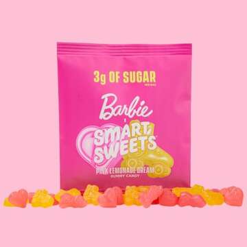 SmartSweets Barbie Pink Lemonade Dream Gummy Candy: 1.8oz (Pack of 14), Gummy Candy with Low Sugar, Low Calorie, No Artificial Sweeteners, Plant-Based, Gluten-Free, Healthy Snack for Kids & Adults