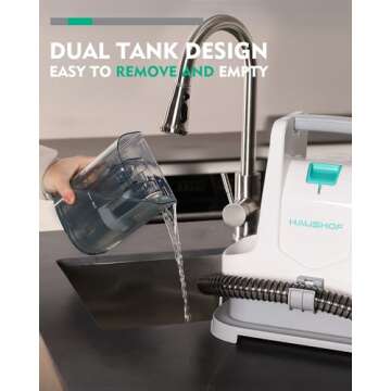 HAUSHOF Portable Carpet Spot and Upholstery Cleaner, Lightweight Handheld Deep Cleaner Machine for Pet Stains, Sofa, Rug, Mattress, Car Seat and Curtain, White & Light Grey