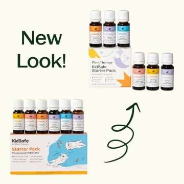 Plant Therapy KidSafe Essential Oil Starter Set for Focus, Calming, Sleep, Immune Support 100% Pure, 6 Undiluted Blends, Natural Aromatherapy, Therapeutic Grade 10 mL (1/3 oz)