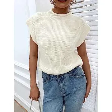 GORGLITTER Women's Cap Sleeve Sweater Vest for Office Wear